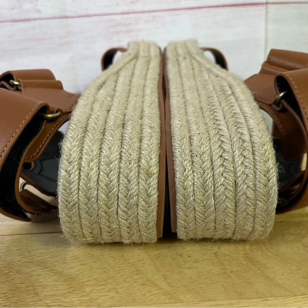 Aerosoles Aware Dave Velcro Straps‎ Platform Espadrille Sandals Size 8